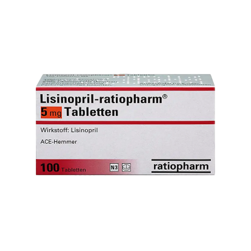 Lisinopril 5 mg mit 100 tabletten von Ratiopharm